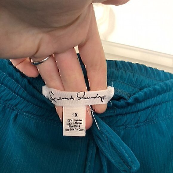 NEW NWT FRENCH LAUNDRY Plus Size Teal Blue Wide Leg Drawstring Pull On Pants 1X - Picture 5 of 12